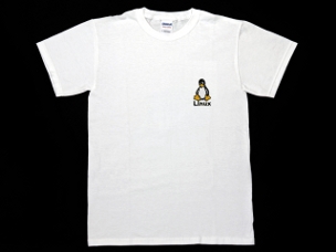 Embroidered white Linux t-shirts