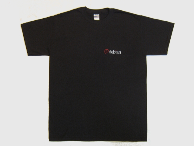 Embroidered Debian t-shirts