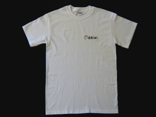 Embroidered white Debian t-shirts
