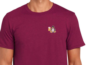 Tux with beer T-Shirt (berry)