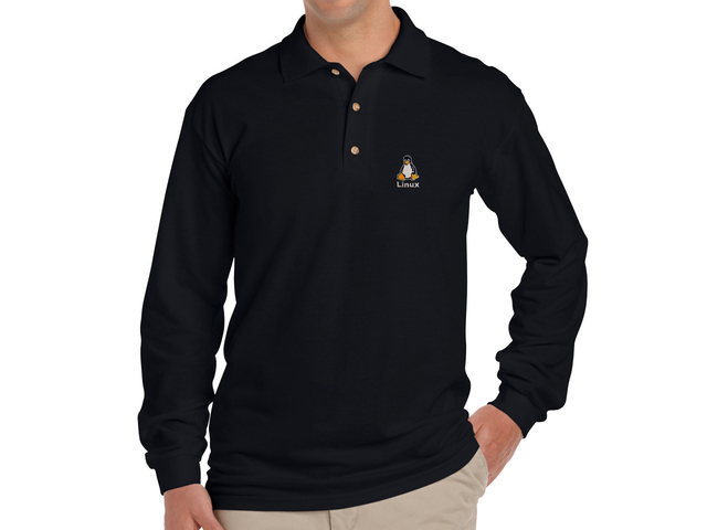 Linux Long Sleeve Polo Shirt (black)