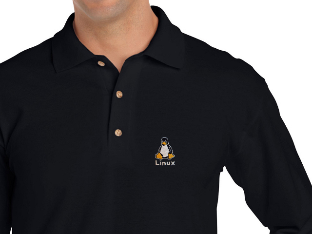 Linux Long Sleeve Polo Shirt (black)