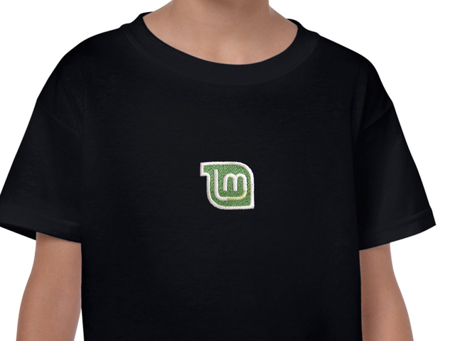 Linux Mint embroidered youth t-shirt (black)