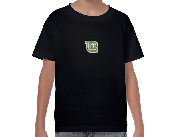 Linux Mint embroidered youth t-shirt (black)