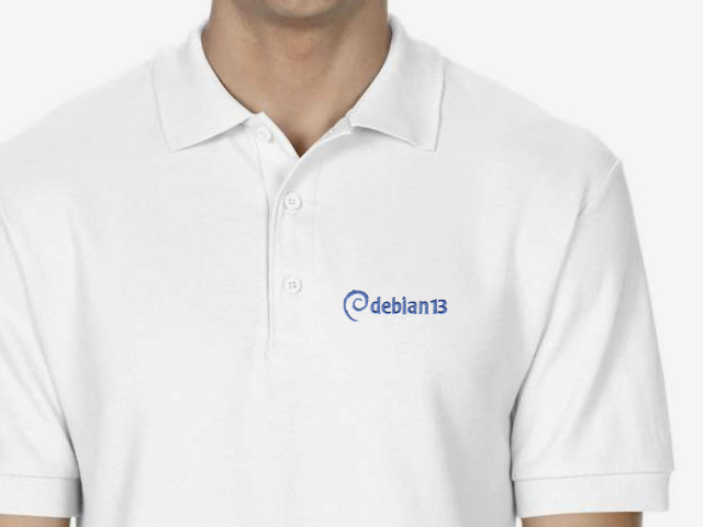 Debian Trixie Polo Shirt (white)