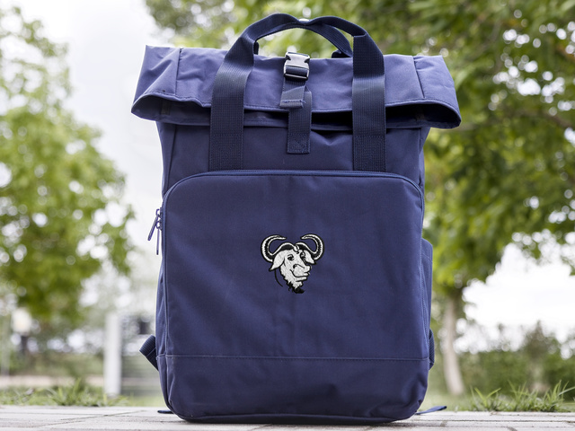 GNU roll-top laptop backpack