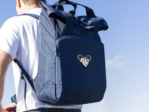 GNU roll-top laptop backpack