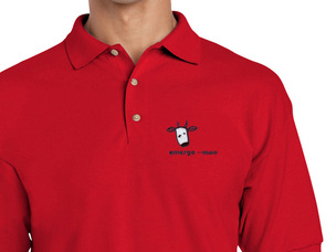 Larry the Cow  Polo Shirt (red) old type