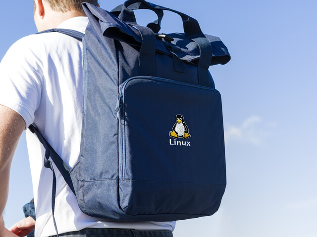 Linux roll-top laptop backpack