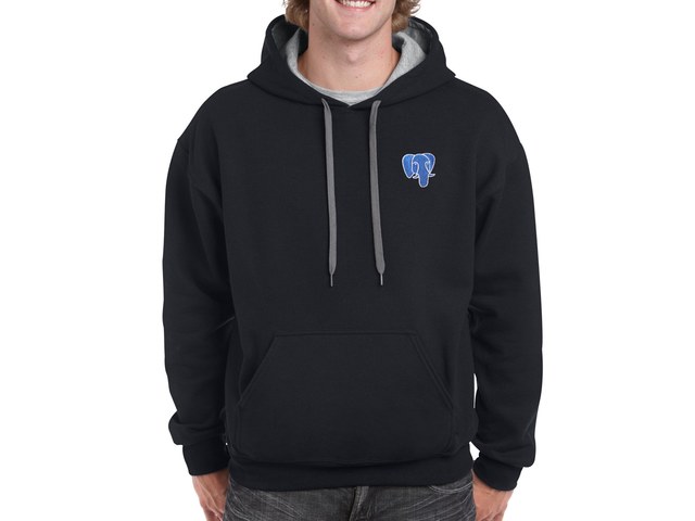 PostgreSQL hoodie (black-grey)