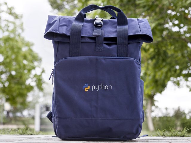 Python roll-top laptop backpack