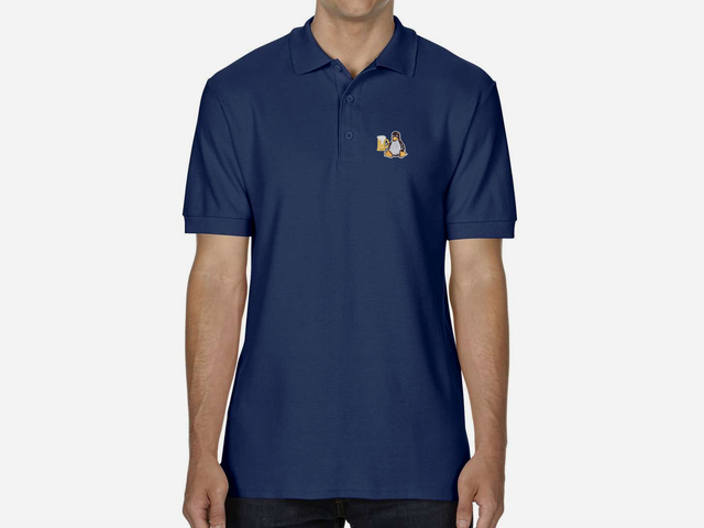 Tux with beer Polo Shirt (dark blue)