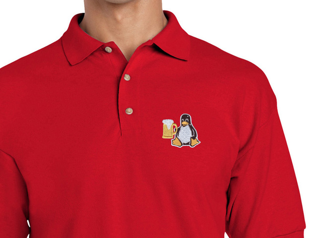 Tux with beer Polo Shirt (red) old type