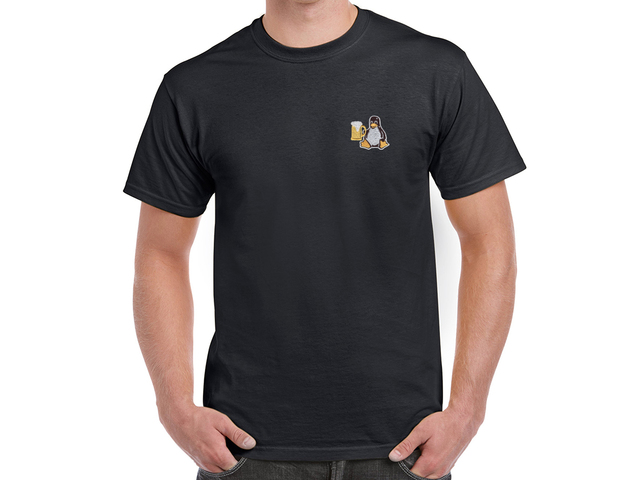 Tux with beer T-Shirt (black)