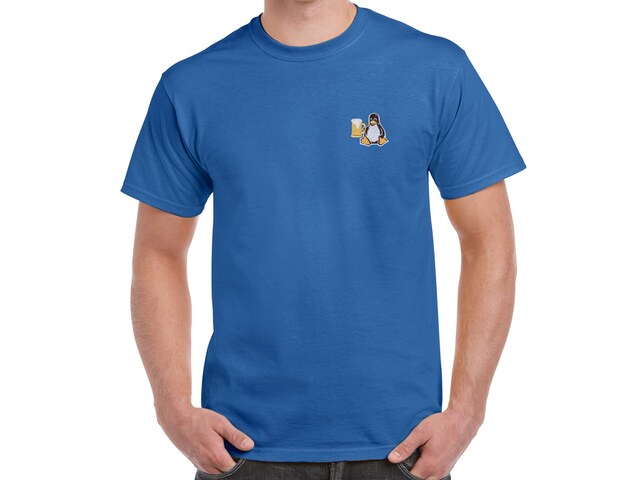 Tux with beer T-Shirt (blue)