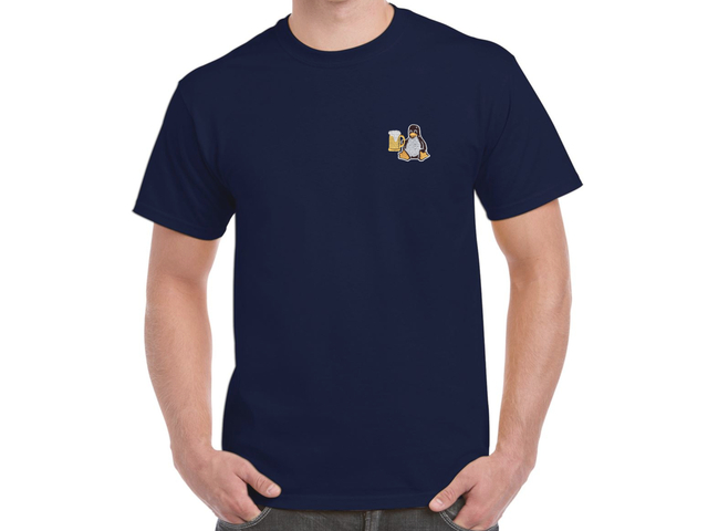 Tux with beer T-Shirt (dark blue)