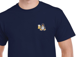 Tux with beer T-Shirt (dark blue)