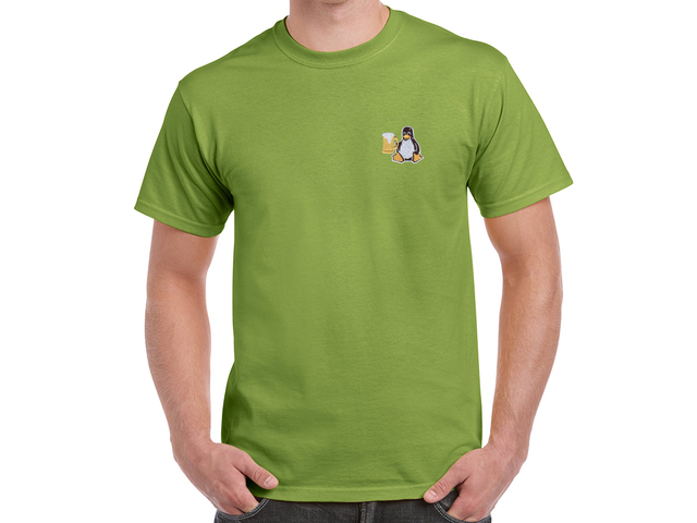 Tux with beer T-Shirt (green)