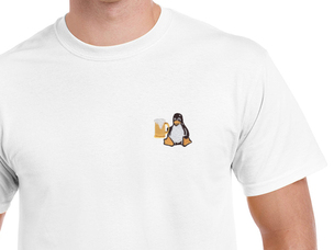 Tux with beer T-Shirt (white)