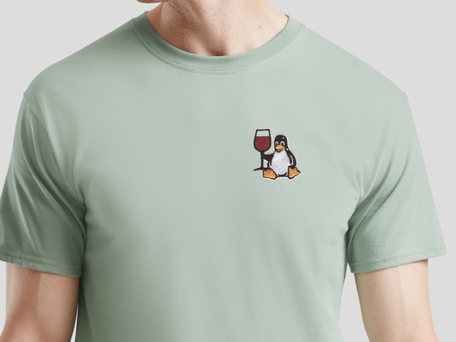 Tux with wine T-Shirt (sage)