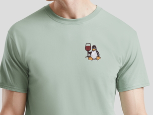 Tux with wine T-Shirt (sage)