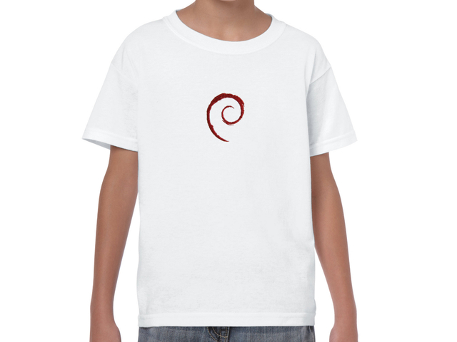 Debian embroidered swirl youth t-shirt (white)