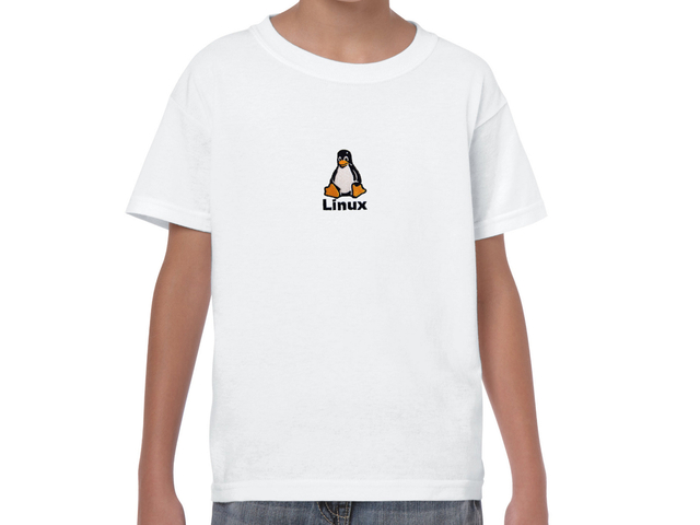 Linux embroidered youth t-shirt (white)